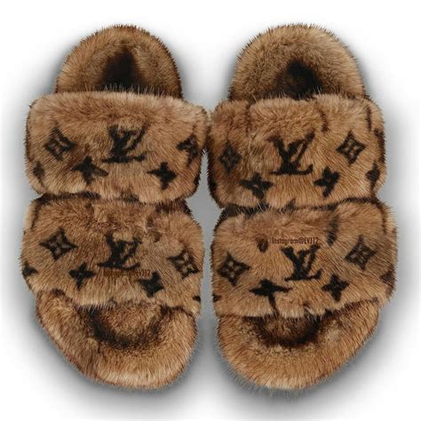 louis vuitton slippers women's|louis vuitton monogram fur slippers.